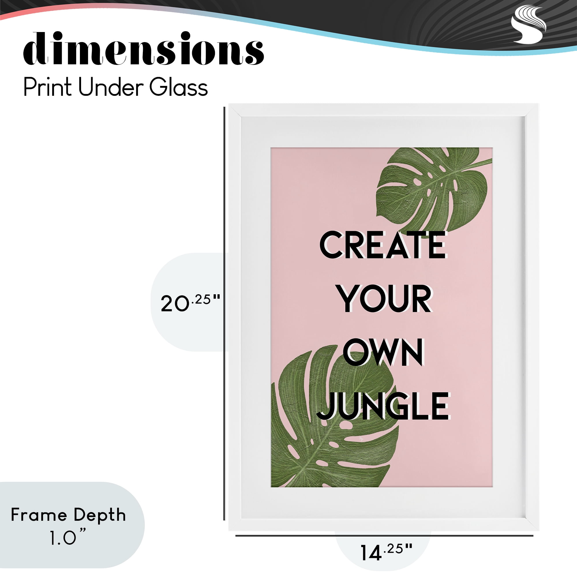 Stupell Industries Create Your Own Jungle White Framed Print Under Glass, design by Martina Pavlova