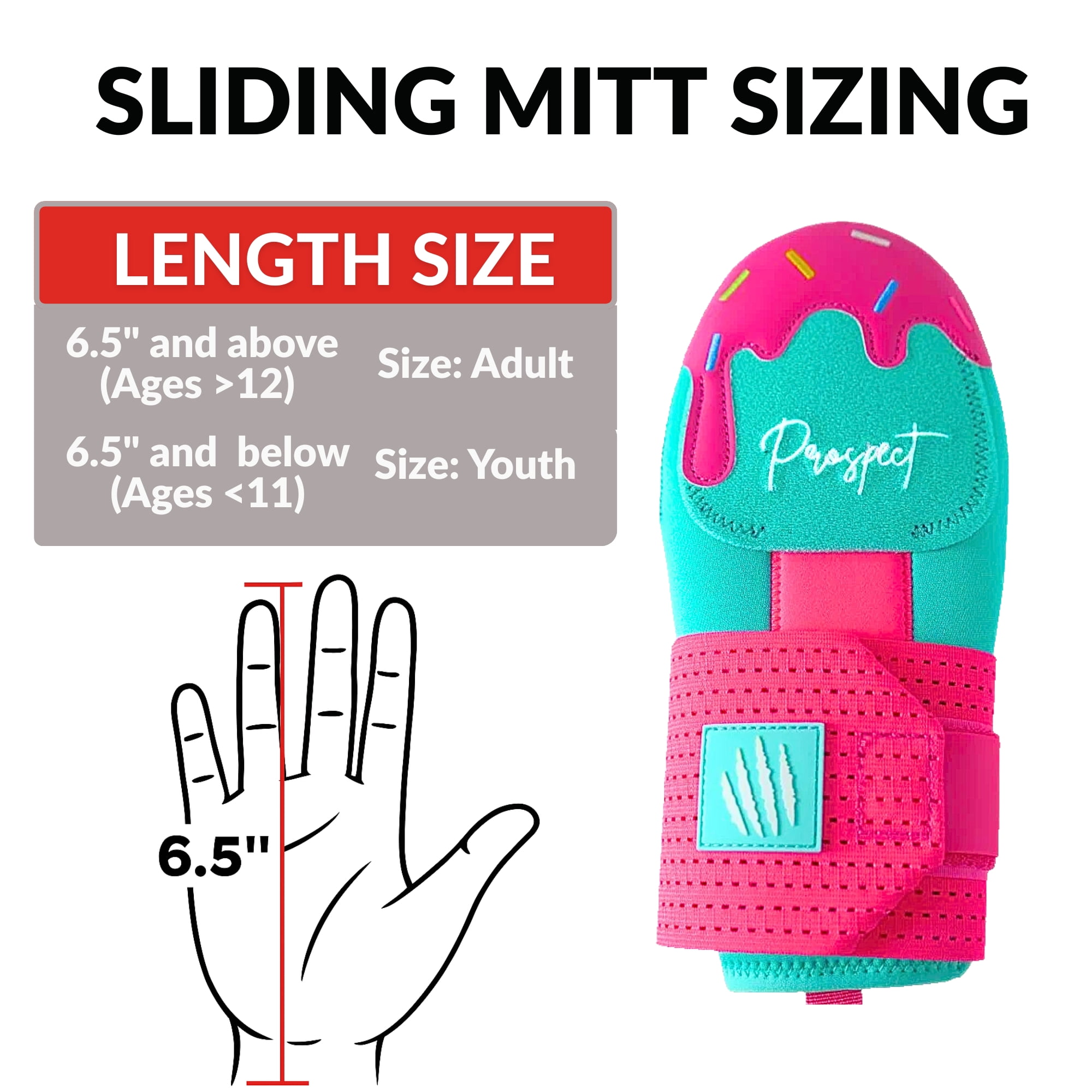Baseball Sliding Mitt - Youth and Adult Sizes - Drippy Accessory Gingerbread Man, Ice Cream, Miami Color, Christian Cross, Left & Right Hands, Hand and Wrist Protection (Miami Pink Ice Cream, Adult)