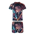 thumbnail image 5 of Demon Slayer Boys 2-Piece Swimsuit Set Bathing Suit Short Sleeve Swimwear Sets with Swim Trunk 8-10Y(130cm), 5 of 7