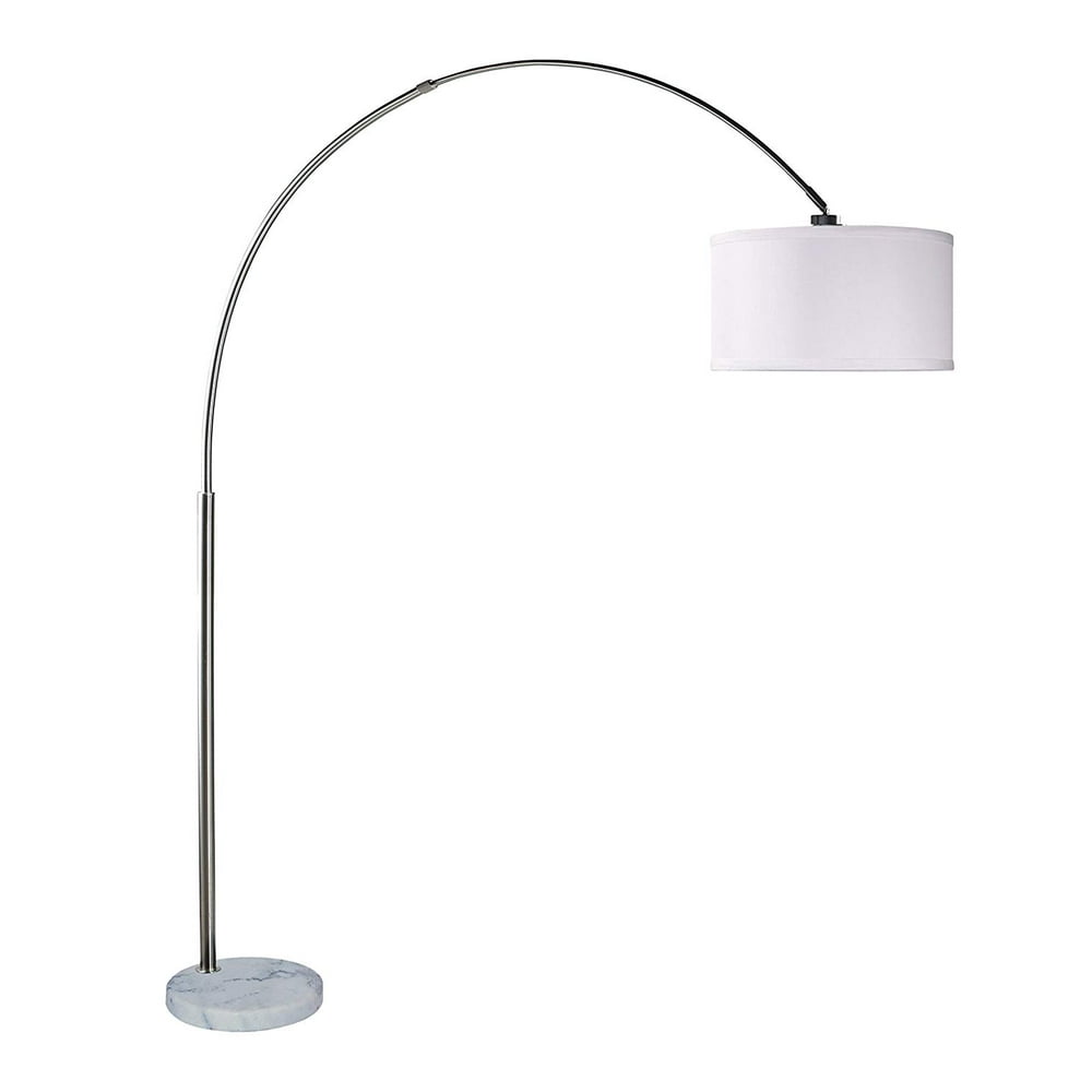 81"H Steel Adjustable Arching Floor Lamp with Real Marble Base and