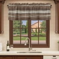 thumbnail image 6 of Brown Beige Wooden Curtain Valances for Windows, Kitchen Valance Window Treatments Panel 2 Pack, Vintage Farmhouse Retro Art Rod Pocket Short Curtains for Bathroom Bedroom 54 x 18 Inch, 6 of 8