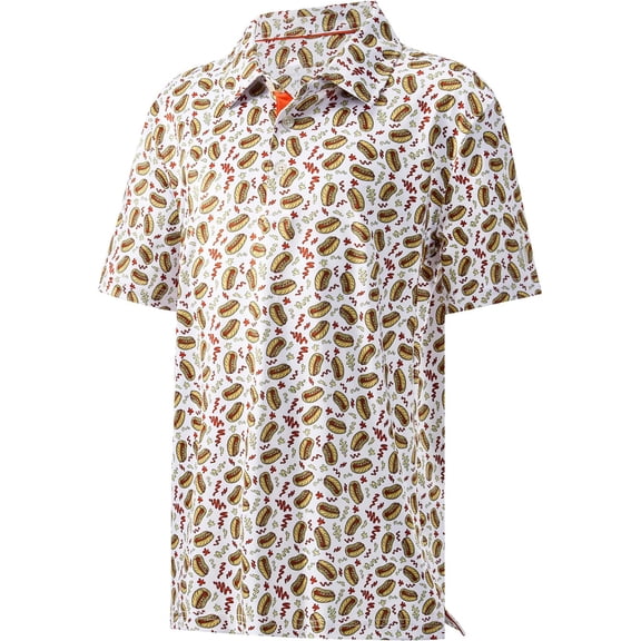 FYDUU Boys Polo Shirt Graphic Printed Short Sleeve Golf Shirts Casual Collared Tops Lightweight Polo Shirts for Kids School Active Wear 9-10 Years