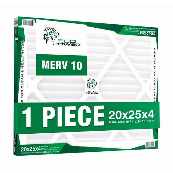 20x25x4, Air Filter MERV 10 (1-Pcs), Pleated HVAC AC Furnace Air Filters Replacement