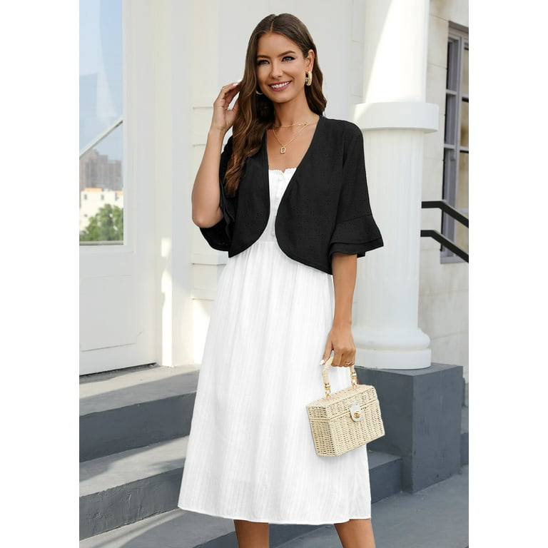 Black short cardigan for dresses cheap