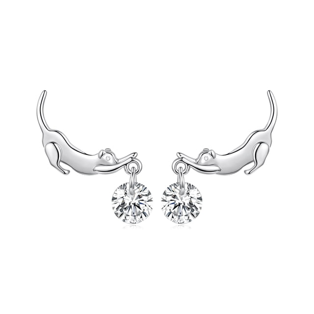 Arete de Gato Bañado en Plata
