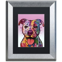 Trademark Fine Art "Cherish The Pitbull" Canvas Art by Dean Russo, Black Matte, Silver Frame