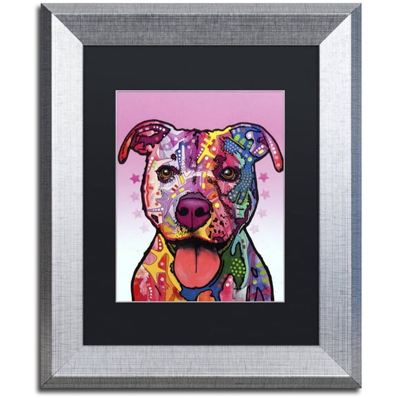 Trademark Fine Art "Cherish The Pitbull" Canvas Art by Dean Russo, Black Matte, Silver Frame