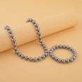 thumbnail image 2 of Terahertz Trapezoid Round Beads 925 Sterling Silver Rhodium Plated Beaded Bracelet Necklace Set for Women Size 18" Ct 303.4 Christmas Gifts for Women, 2 of 10