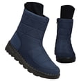 thumbnail image 3 of AUDeals Women Winter Boots, Waterproof Snow Booties, Mid Calf Faux Fur Lined Shoes with Zipper (Blue, 8), 3 of 9