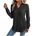 thumbnail image 2 of KkSLirnhs Workout Tops Going Out Tops for Women Plus Size Tunic Tops Women Casual Loose Solid Color Long Sleeves Tops T Shirts Blouse M Black, 2 of 6