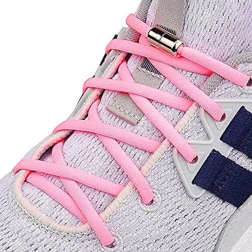 BAMAIA Elastic No Tie Shoelaces, With Stainless steel Screw Shoe Laces Lock - One Size Fits All Kids & Adult Pink