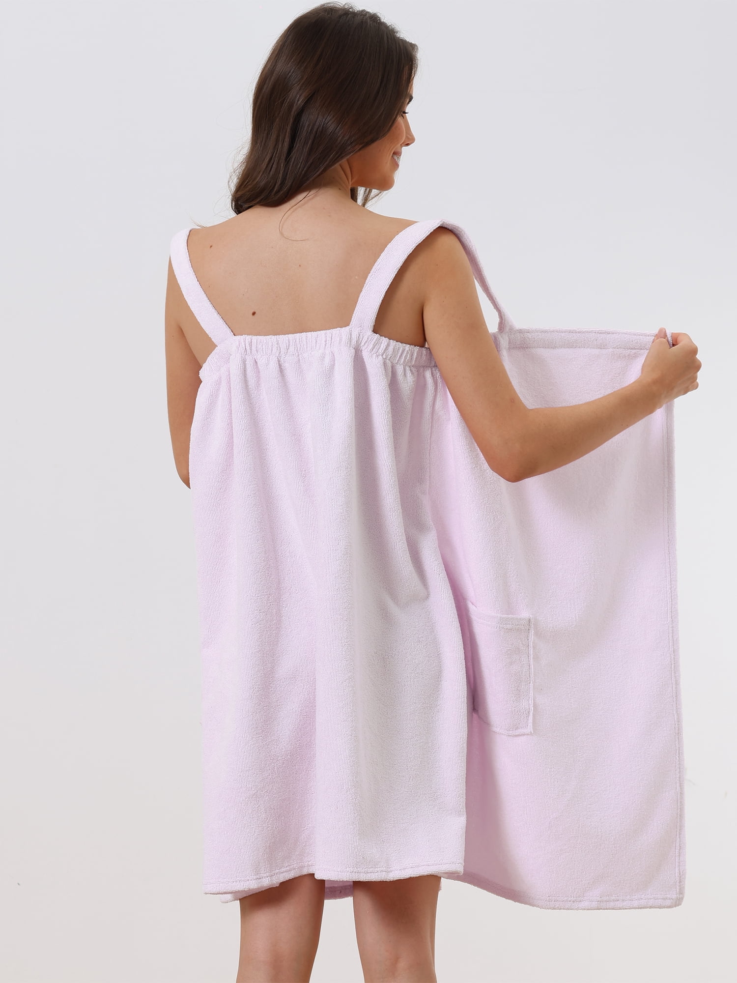 DARING DIVA Towel Wrap Bathrobe Adjustable Closure for Gym Shower M Pink Purple