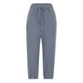 thumbnail image 5 of ibuvkizy Capri Pants for Women Yoga Pants Women Causal Capri Leggings with Pockets Loose Soft Drawstring Workout Sweatpants Outdoor Athletic Pants Dark Gray L, 5 of 6