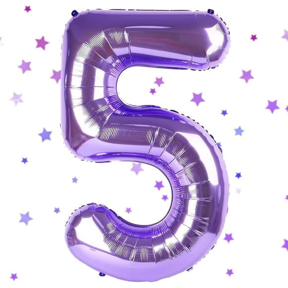 Globo Yeodong número 5 morado de 40 pulgadas para quinto cumpleaños