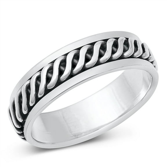 Sterling Silver 6MM Twisted Spinner Ring Size 11