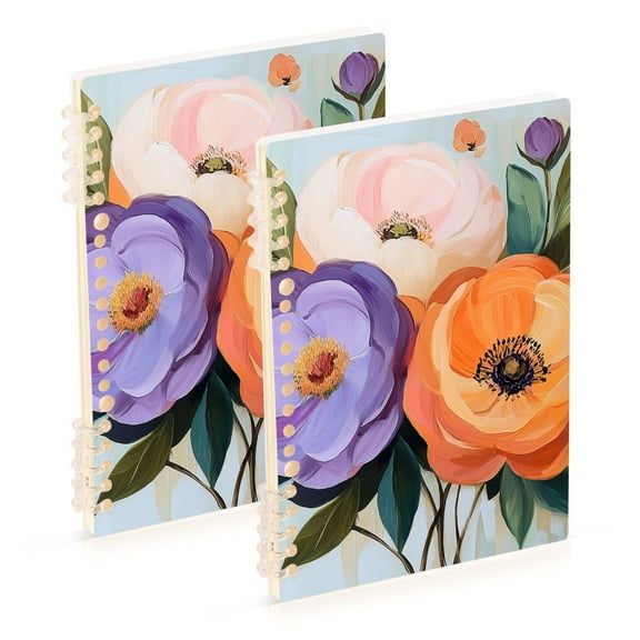FORMRS 1-Subject Spiral Notebook 8" x 5" College Ruled 60 Refillable Sheet, 2 Pack, Bright Flowers