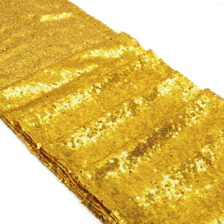 Meigar 12''x108'' Gold Sequin Table Runner Wedding Party Decorations Table Decoration Valentine's Day Decoration