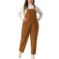 thumbnail image 2 of DARING DIVA Women's Plus Corduroy Overalls Casual Jumpsuit with Pockets 1X Caramel, 2 of 6