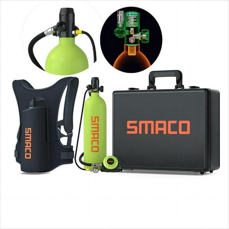 SMACO Scuba Tank 2L Scuba Tank S700PLUS Oxygen Diving Tank Diving Equipment for Underwater Exploration Green