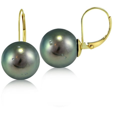 12mm Cultured Tahitian Pearl 14kt Gold Leverback Earrings