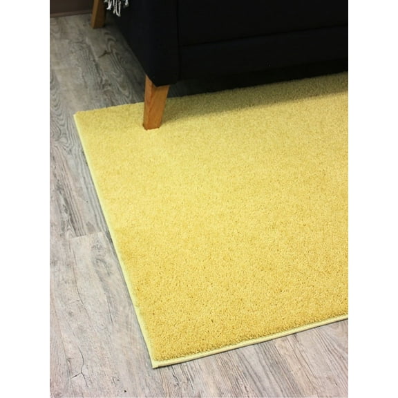 Koeckritz Rugs Kid Crossing Soft Area Rug, 2'6"x12', Yellow Solid, for Bedroom, Living Room