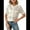 apricot, variant on Womens Lace Short Puff Sleeve Casual Eyelet Crew Neck Button Down Shirts White M