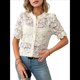 thumbnail image 1 of Camisa Informal de Encaje con Mangas Abullonadas y Cuello Redondo con Ojales para Mujer, Color Albaricoque M, 1 of 9