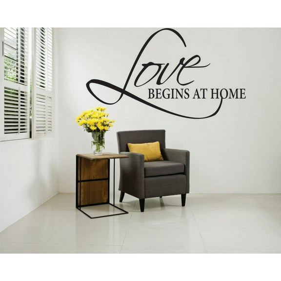 Decal Wall Sticker : Love Begins At Home Life Inspirational Quote 16x24 Inches
