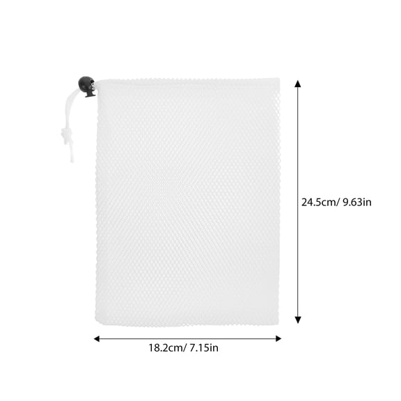 LOLIPPYY 5-Pack White Mesh Drawstring Bags for Travel, Clothes Storage and Household Organization