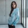 thumbnail image 2 of COEQINE Tops Sweatshirts Women's Hoodies Casual Printing Oversized Pullover Soft Long Sleeves Y2K Cozy Fashion Women Loose Lightweight Snowflake Blue Fall Winter Outfits Clothes, 2XL, 2 of 7