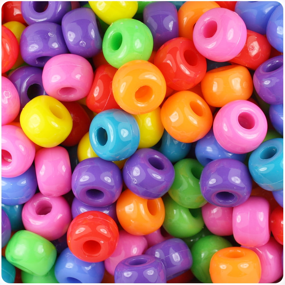 Beadtin Circus Mix Opaque 11mm Large Barrel Pony Beads (250pcs 