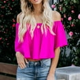 thumbnail image 5 of Ussuma off The Shoulder Tops for Women Summer Tops for Women 2025 Women'S Casual One Neck Color Stretch Loose Hundred Shirt Blouse Tops Holiday Deals Solidcolor, 5 of 6