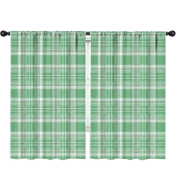Blackout Kids Curtains,Green and White Checkered Pattern Children's Insulated Curtains Set Of 2,Bedroom Essentials,Toddler Room Decor 52"x84"