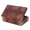 thumbnail image 4 of Ajuny Beautiful Wooden Decorative Jewelry Storage Box Patti Leaf Flower Carvings Treasure Chest Trinket Holder Gifts 8x5 inch, 4 of 6