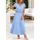 thumbnail image 5 of Vestido largo PRETTYGARDEN para mujer, cuello en V, cuello en V, volantes, azul claro, 5 of 9