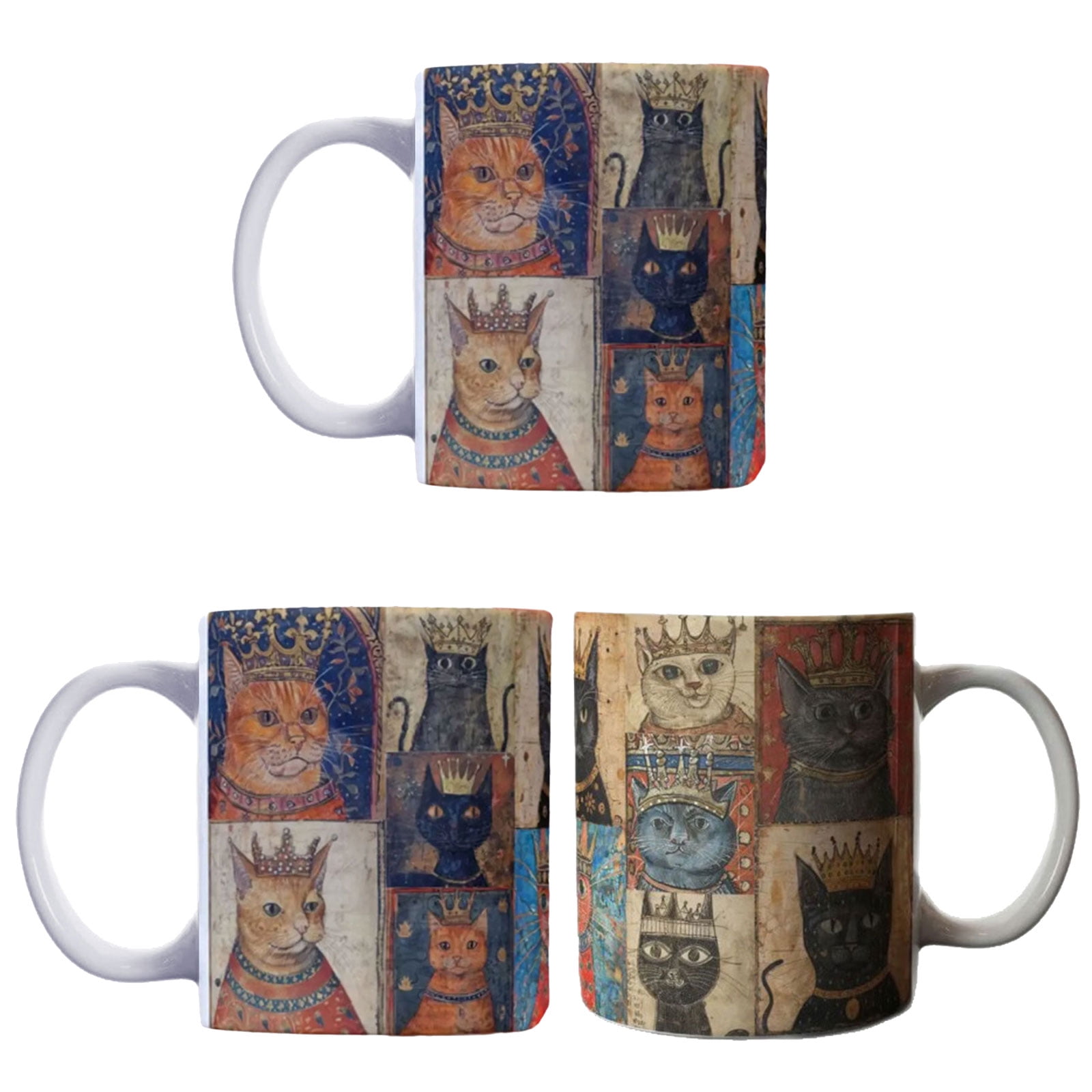 Medieval Cats Pattern Coffee Mug Espresso Cup Drinking Cup Afternoon Teas Mug for Office and Home Party Gift Enduring