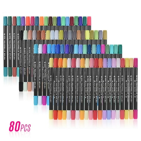 80 Colors/ Set Marker Marking Pen Twin Tip Brush Sketch Pens Water Based Ink for Graphic Manga Drawing (Best Brush Pens For Drawing)