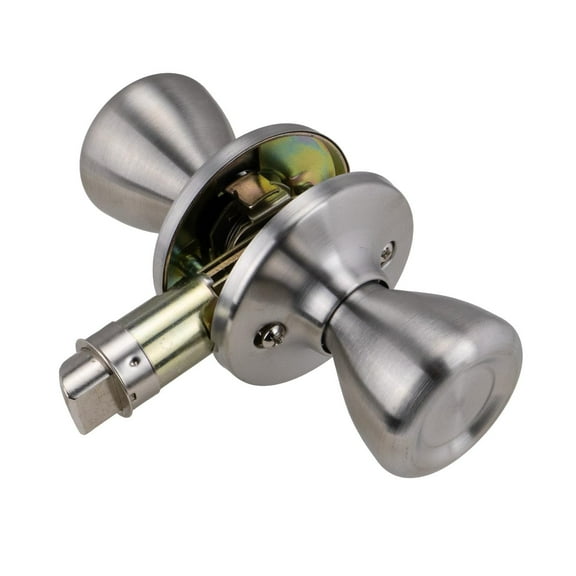 Global Link RV Interior Passage Door Knob for Hall or Closet Doors, Stainless Steel Finish, 1 Pack