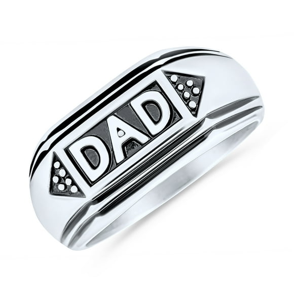 Men's Word Band Signet DAD Ring for Father Day Gift for Men Oxidized Black Silver Tone Stainless Steel