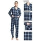 thumbnail image 2 of GLOBAL Conjuntos de Pijamas para Hombre, Ropa de Dormir de Franela 100% Algodón, Ropa de Dormir Superior E Inferior de Manga Larga, Cuadros Azul Marino L, 2 of 7