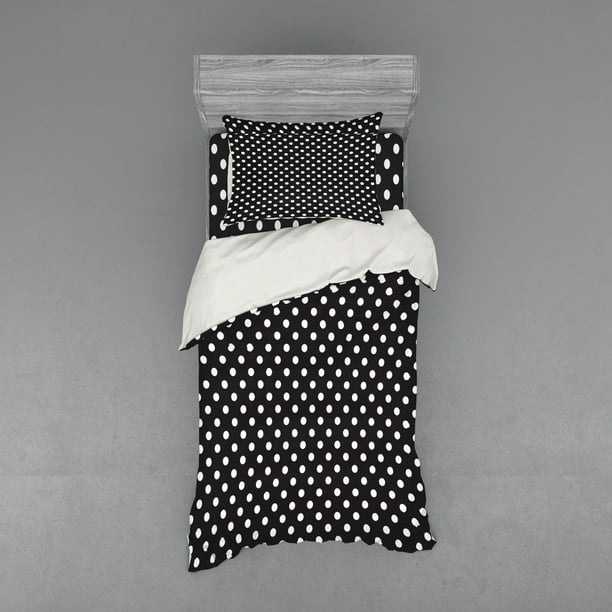 Dots Duvet Cover Set Classical Pattern, Black And White Polka Dot Twin Bedding