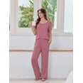 thumbnail image 3 of Ekouaer Womens Pajama Sets Viscose from bamboo Lounge Set Soft Pajamas for Women Set Short Sleeve and Long Pants Sleepwear, 3 of 6