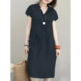 thumbnail image 3 of ZANZEA Women Short Sleeved Mid-Calf Dress V-Neck Dresses, 3 of 5