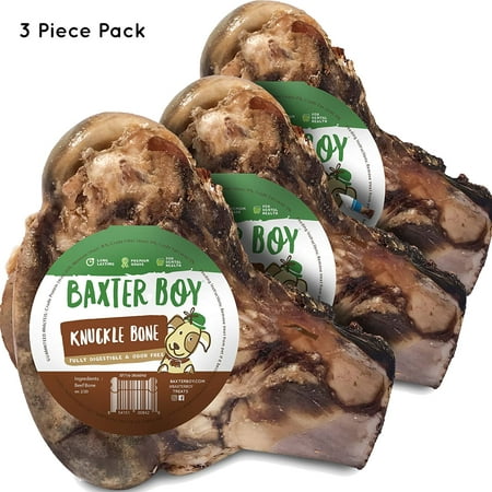 Baxter Boy Premium Grade Roasted Beef Knuckle Bone Dog Treat (3 Pack) â€“ Large All Natural Gourmet Dog Treat Chews â€“ Tasty Smoked Beef Flavor