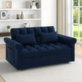 thumbnail image 2 of Modern Flannel Loveseat Sofa with Pull-out Bed 85cm Adjustable Back, 2 of 15