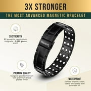 MagnetRX®Titanium Bracelet – Bracelets for Men – Premium Fold-over Clasp & Adjustable Length with Sizing Tool (Black)