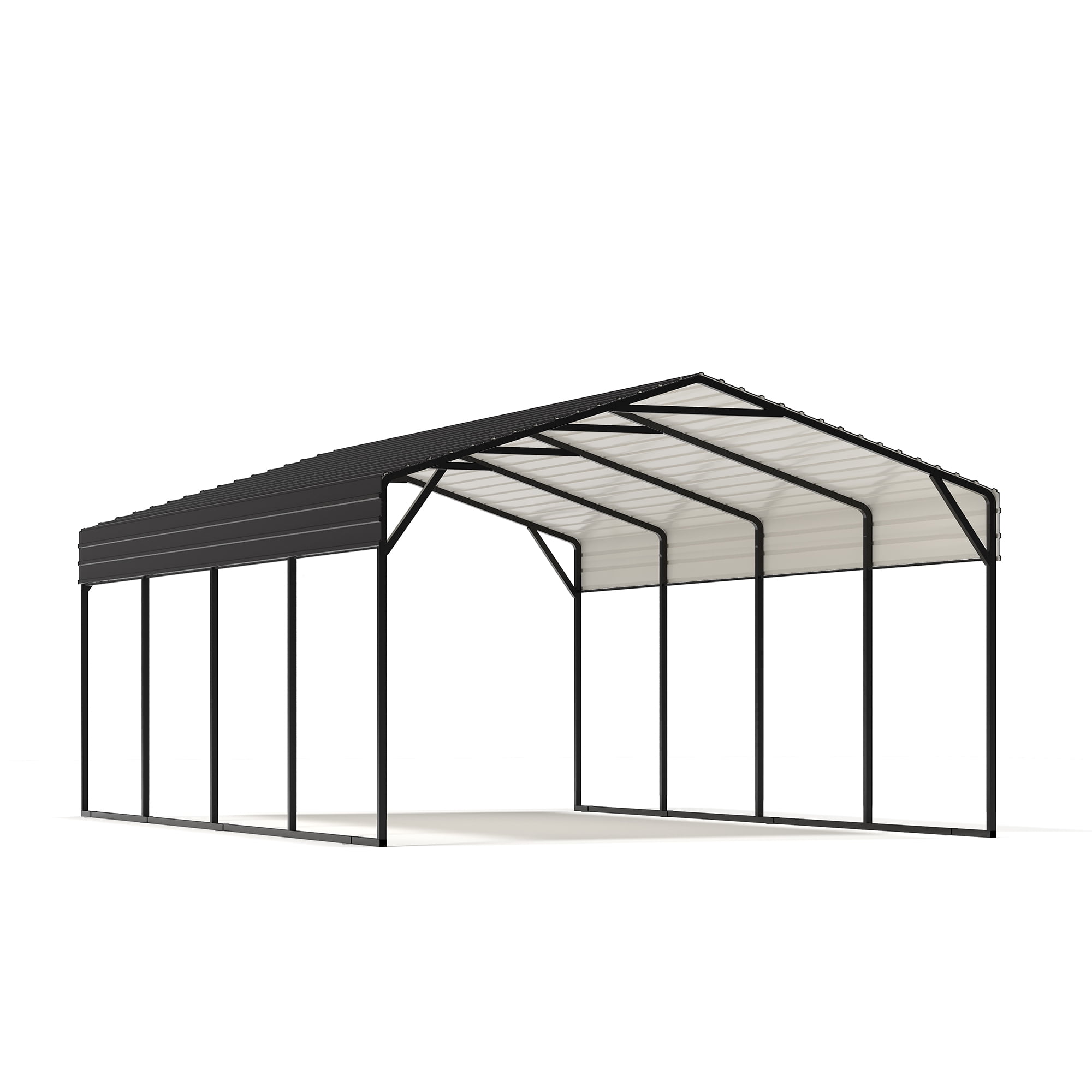 LAUSAINT HOME 12' x 20' Outdoor Metal Carport, Heavy Duty Waterproof Carport with Steel Panels for Car, Boat, Truck