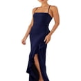 thumbnail image 2 of Femmes Été Long Skinny Robe Fronde Couleur Unie Irrégulière Fendue Robe d'Ourlet, 2 of 7