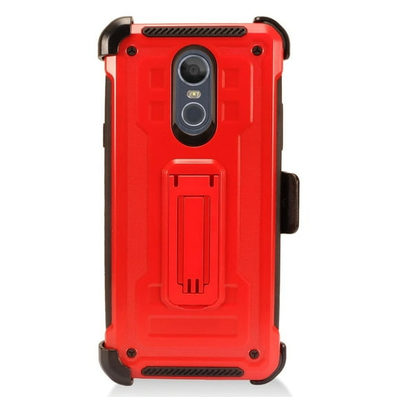 GSA Holster Clip, Shockproof Heavy Duty Kickstand Case For LG Stylo 4 & LG Q710 Red Black