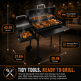 thumbnail image 2 of laraVist Charcoal Offset Smoker Grill, Dual-Zone BBQ with Thermometer & Wheels, Family-Size 512 sq.in, 2 of 7